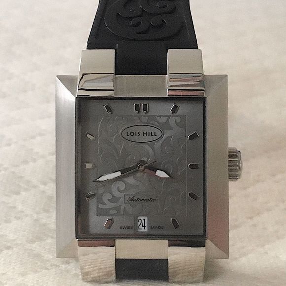 LOIS HILL Watch Automatic Grey Face Rubber Wrist Band - Picture 4 of 15